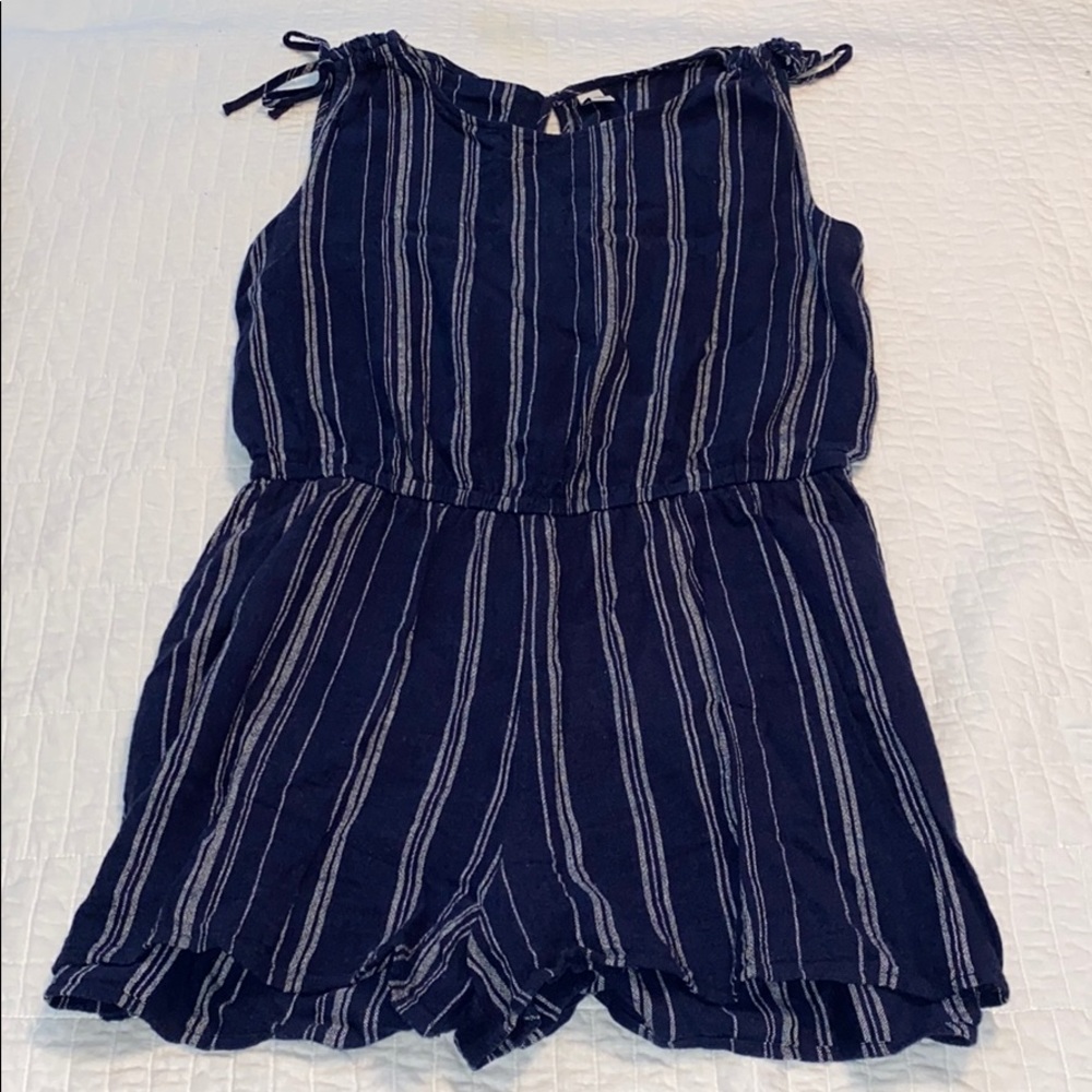 Linen Navy Romper